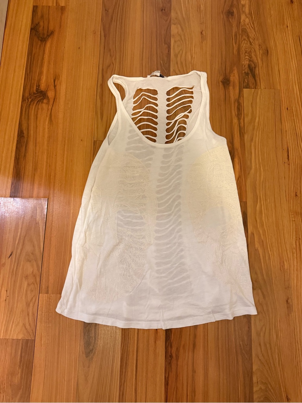 Women's White Sleeveless Cutout Racerback Tank Top